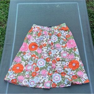 Talbots Midi Voile Cotton Button Front Skirt in Climbing Floral Print Size MP